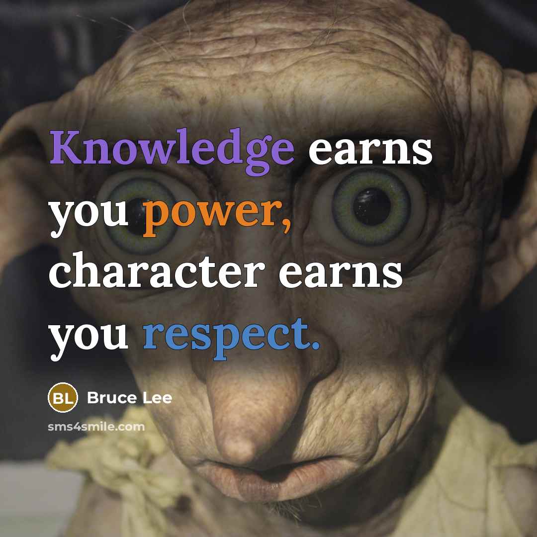 “Knowledge earns you power, character earns you respect.” quote by Bruce Lee