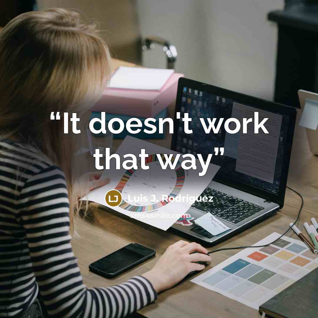 “It doesn't work that way” quote by Luis J. Rodriguez