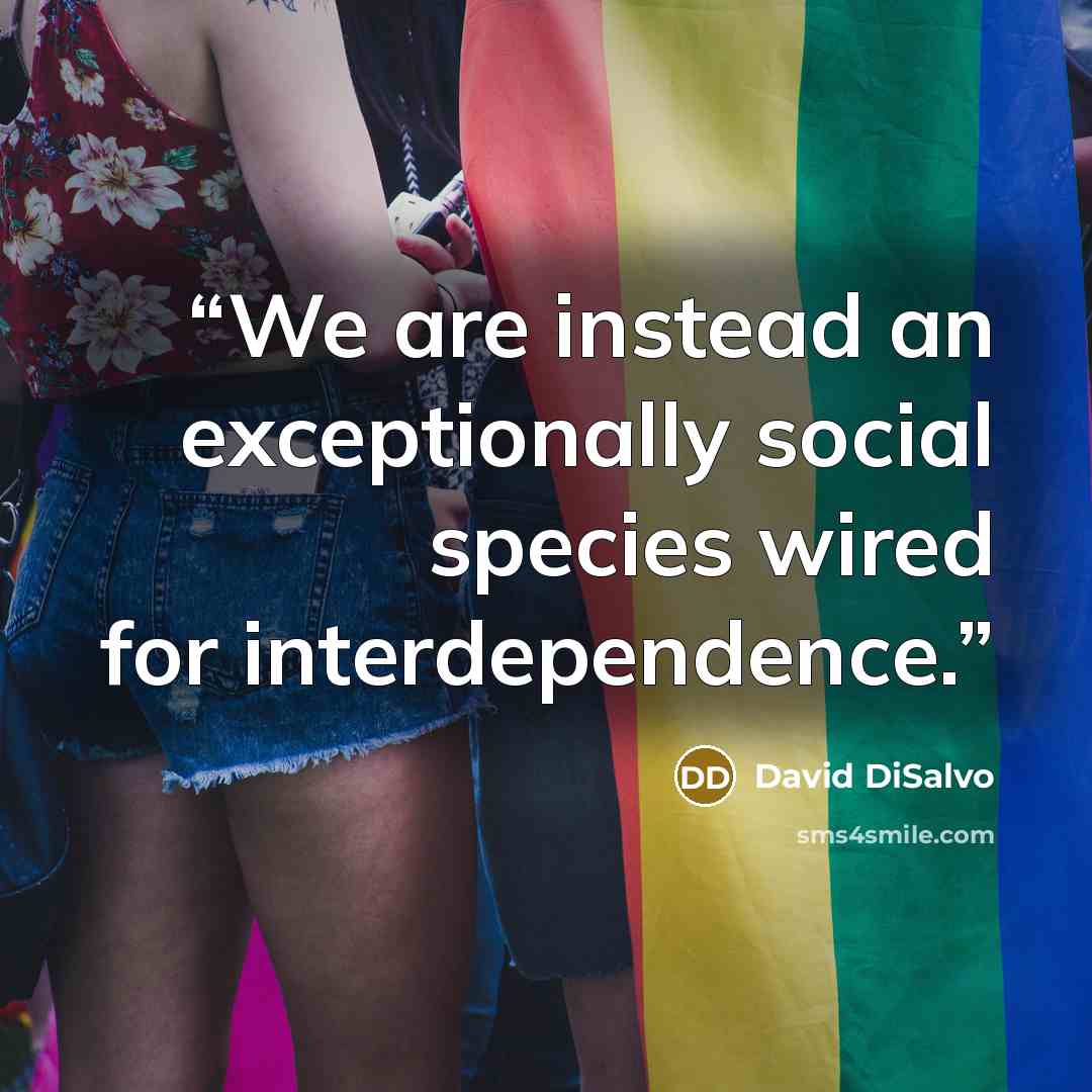 “We are instead an exceptionally social species wired for interdependence.” quote by David DiSalvo