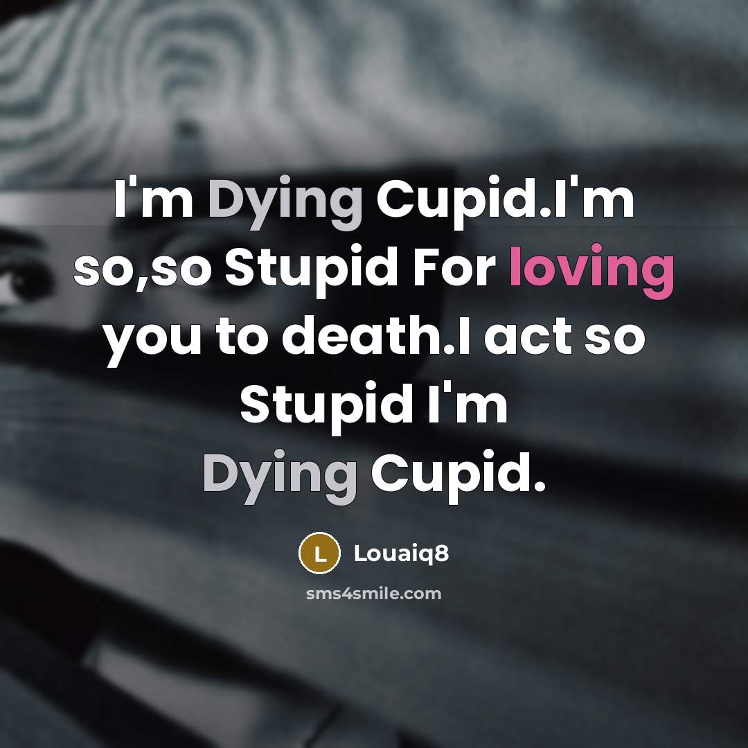 “I'm Dying Cupid.I'm so,so Stupid For loving you to death.I act so Stupid I'm Dying Cupid.” quote by Louaiq8