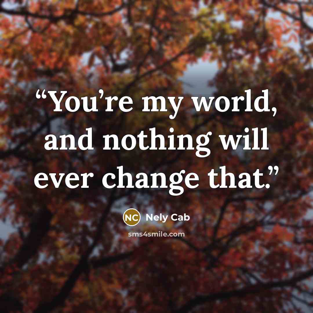 “You’re my world, and nothing will ever change that.” quote by Nely Cab