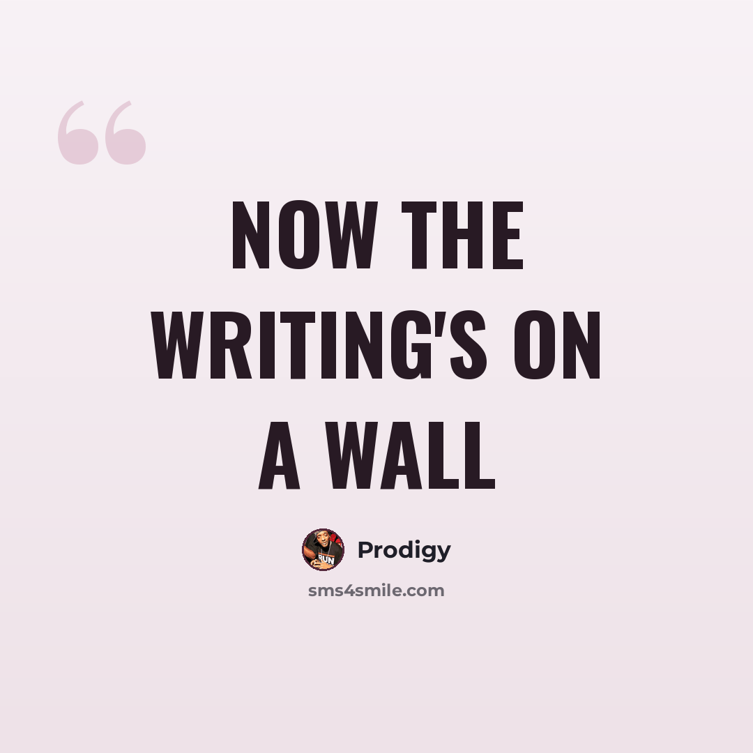 “Now the writing's on a wall” quote by Prodigy