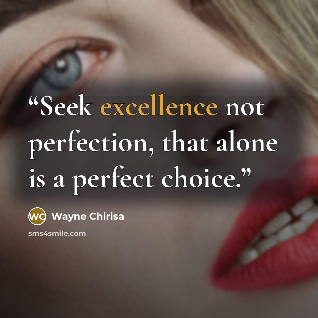 “Seek excellence not perfection, that alone is a perfect choice.” quote by Wayne Chirisa