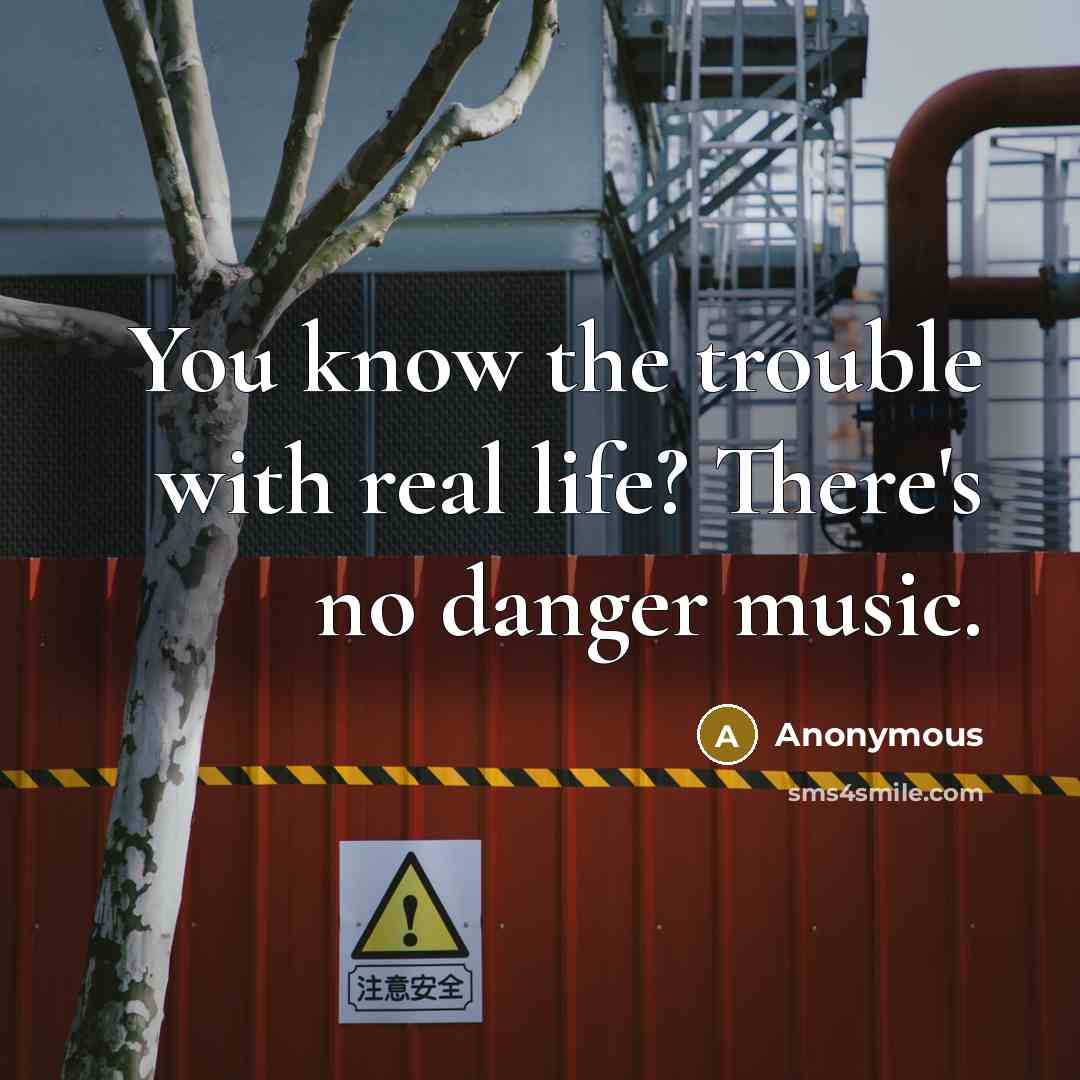 “You know the trouble with real life? There's no danger music.” quote by Anonymous