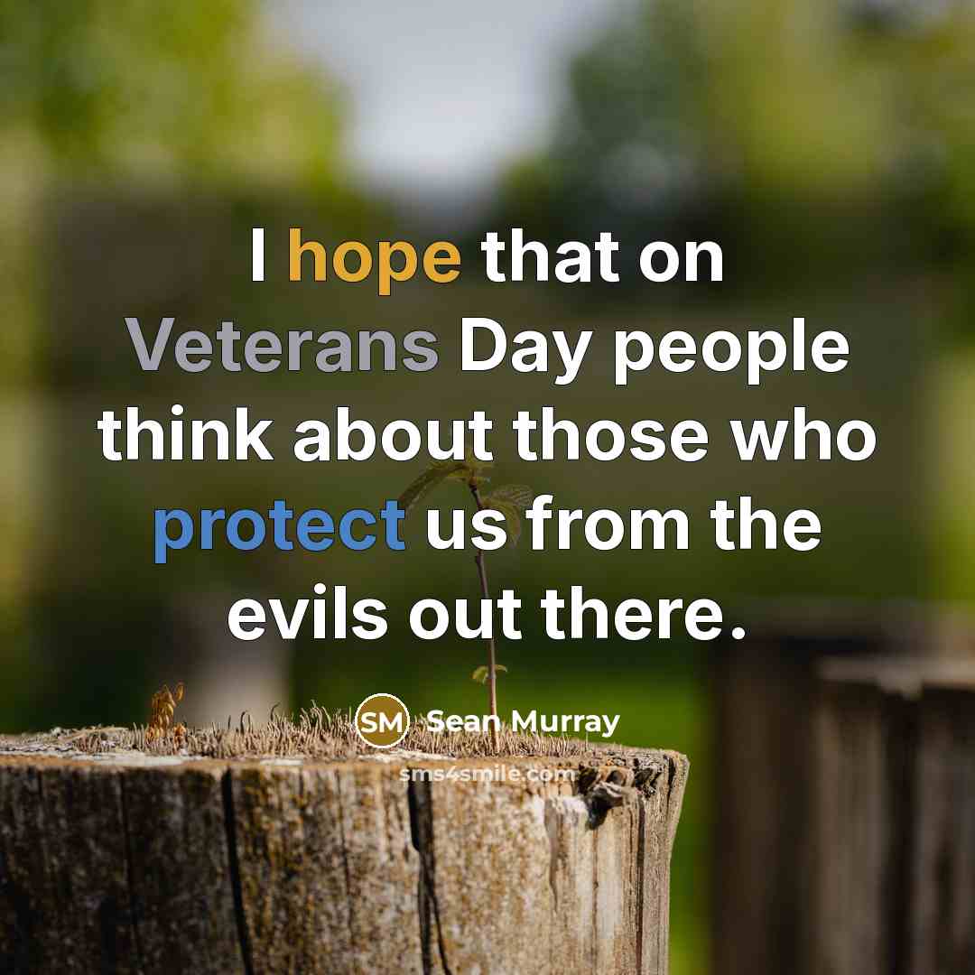 “I hope that on Veterans Day people think about those who protect us from the evils out there.” quote by Sean Murray