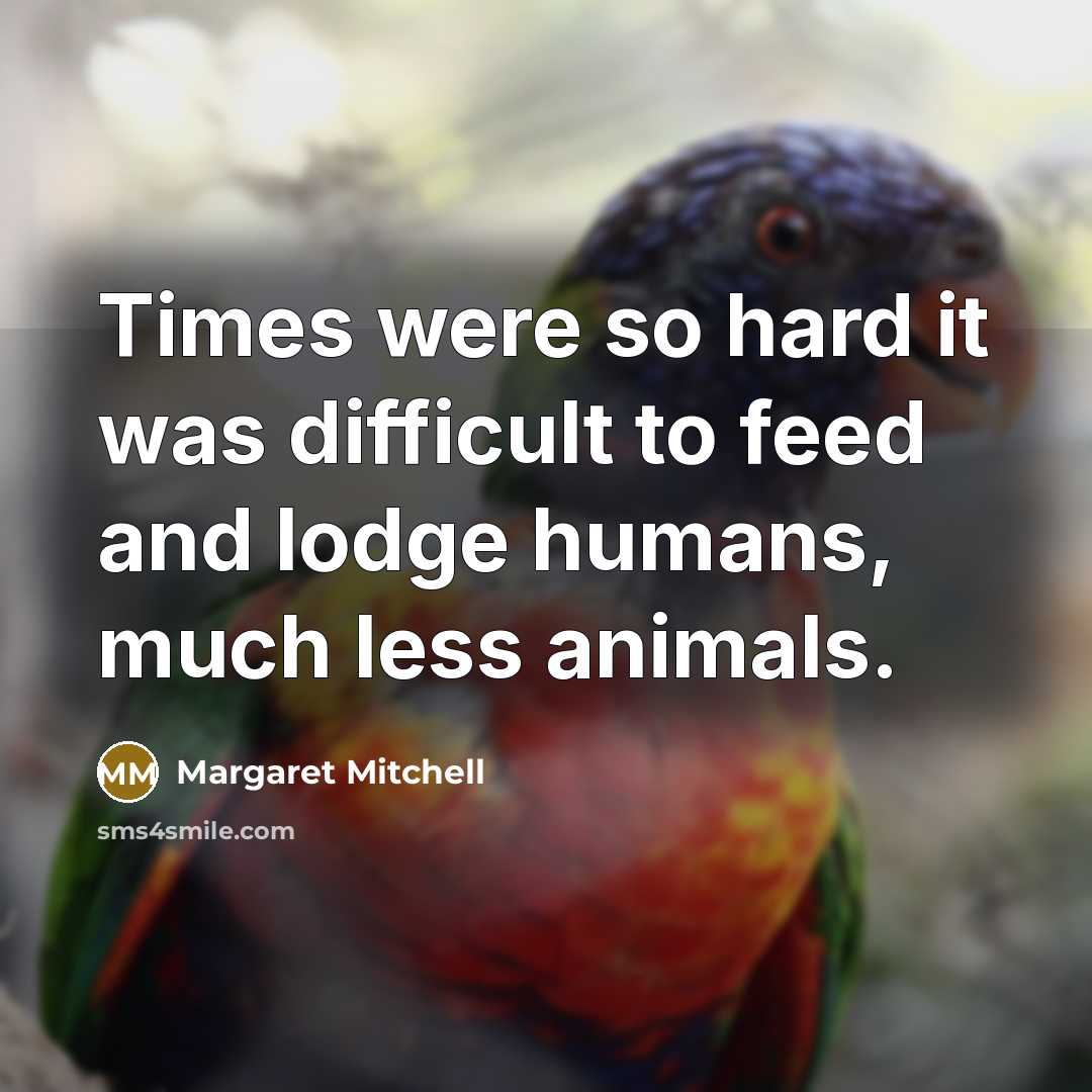 “Times were so hard it was difficult to feed and lodge humans, much less animals.” quote by Margaret Mitchell