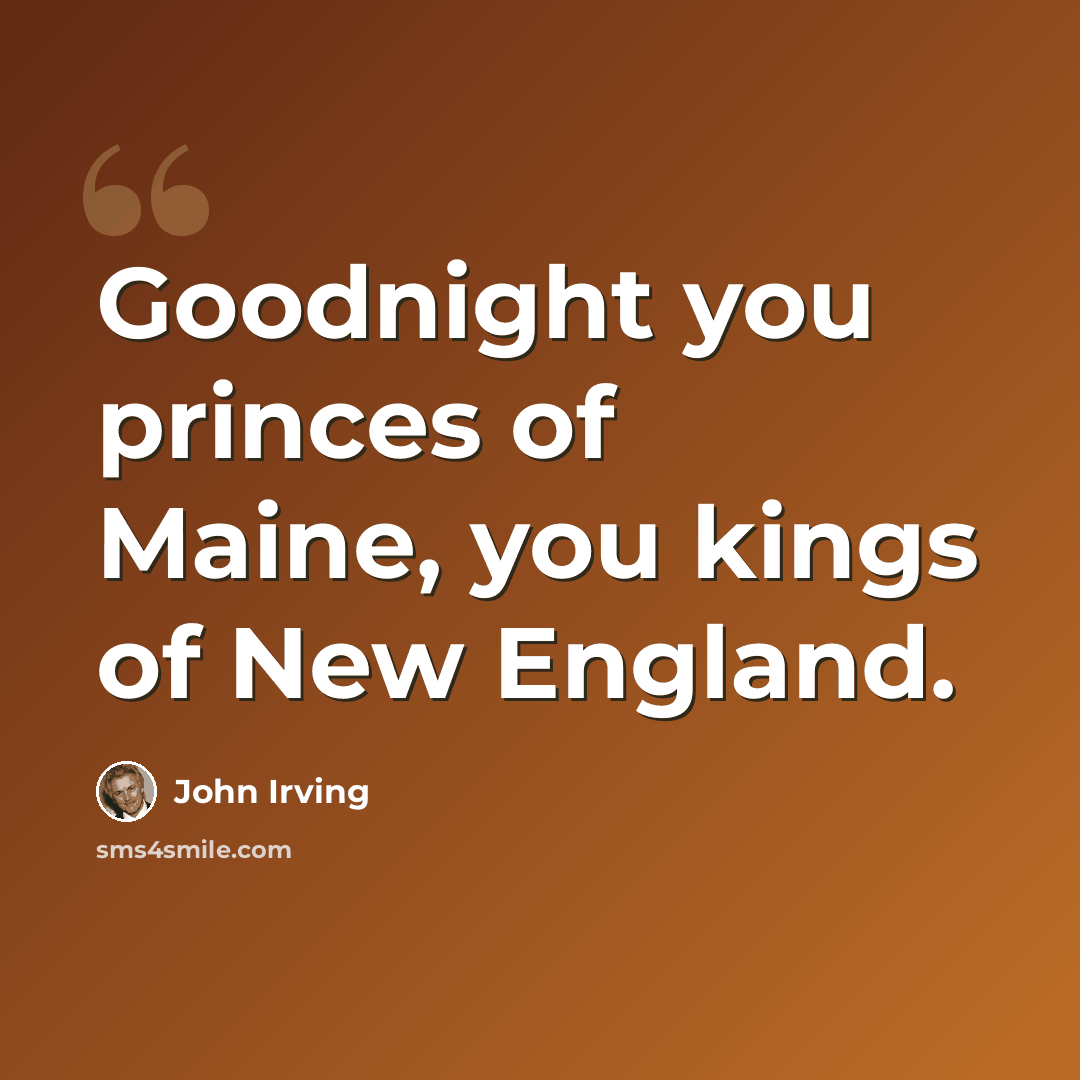 “Goodnight you princes of Maine, you kings of New England.” quote by John Irving