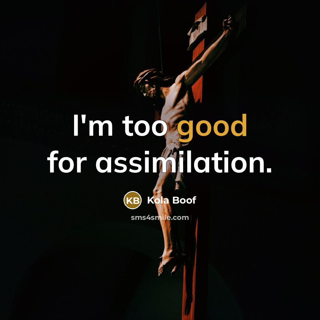 “I'm too good for assimilation.” quote by Kola Boof
