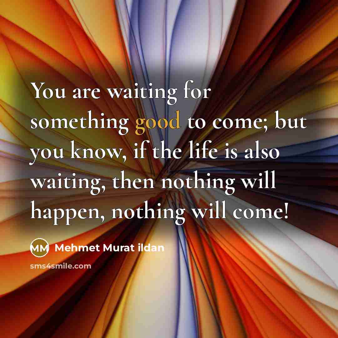 “You are waiting for something good to come; but you know, if the life is also waiting, then nothing will happen, nothing will come!” quote by Mehmet Murat Ildan