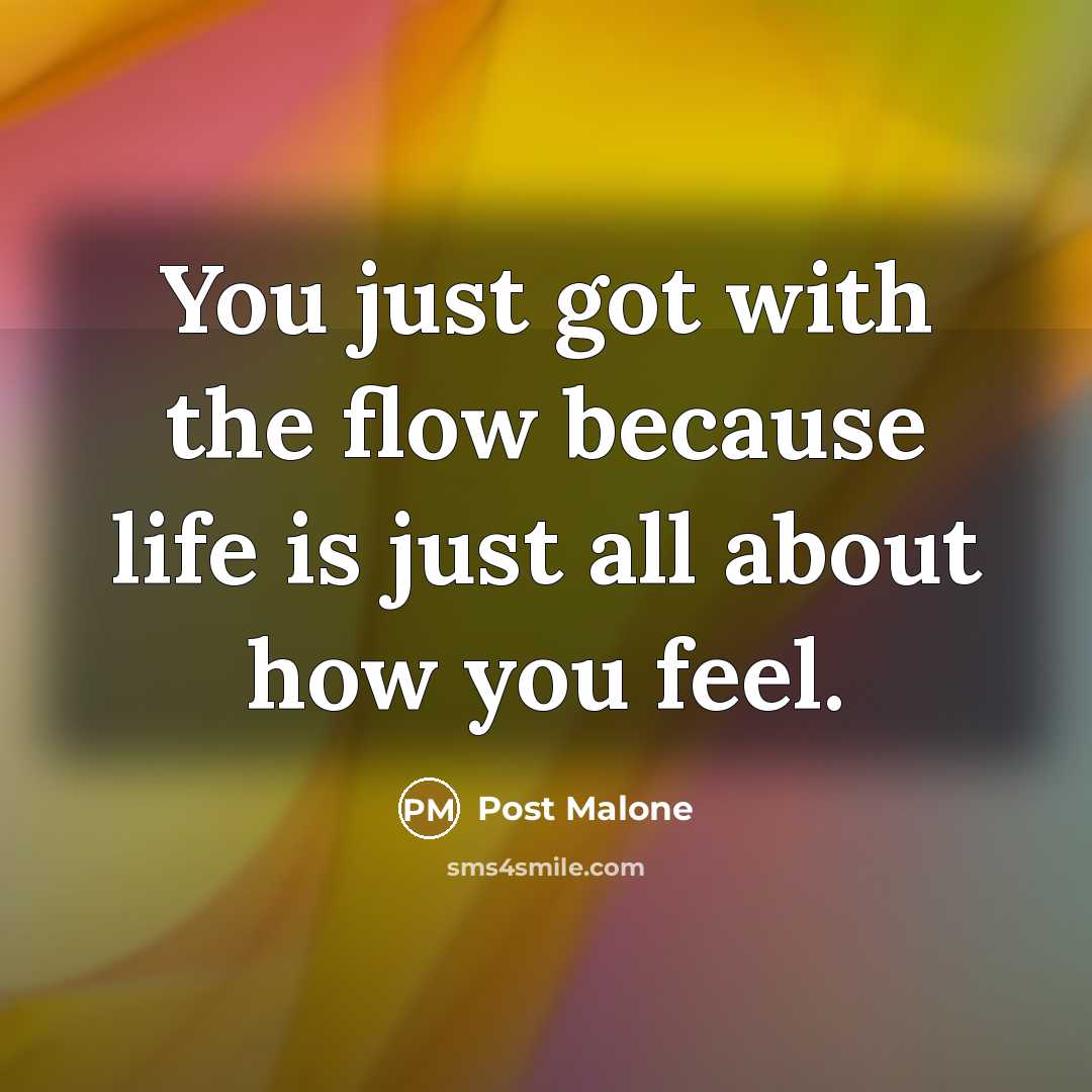 “You just got with the flow because life is just all about how you feel.” quote by Post Malone