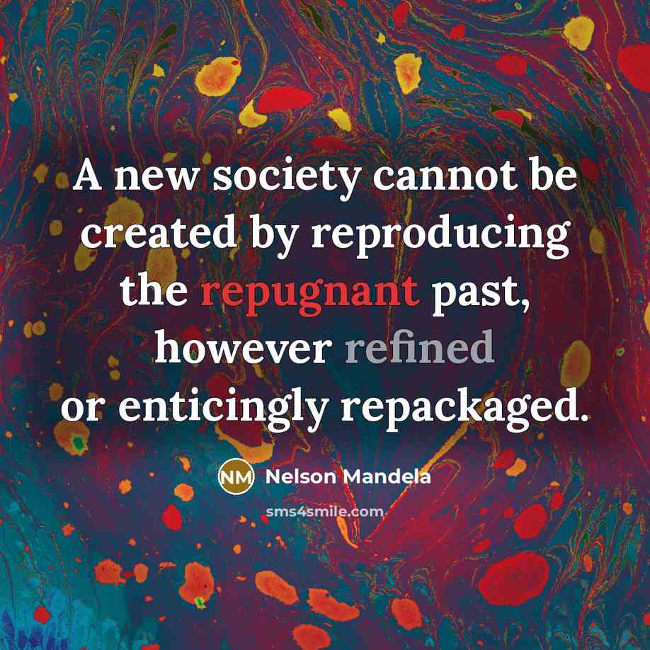 “A new society cannot be created by reproducing the repugnant past, however refined or enticingly repackaged.” quote by Nelson Mandela