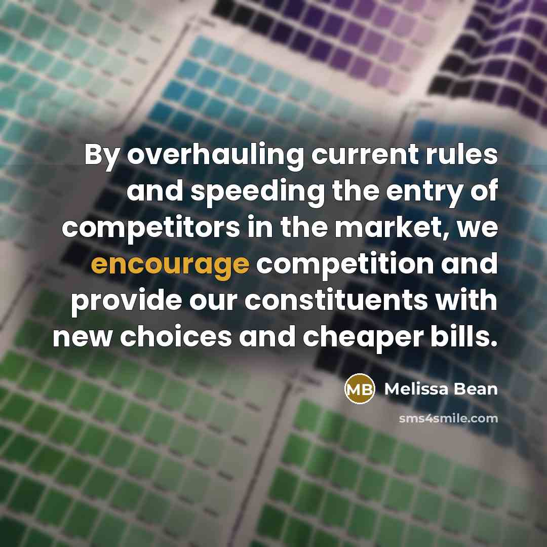 “By overhauling current rules and speeding the entry of competitors in the market, we encourage competition and provide our constituents with new choices and cheaper bills.” quote by Melissa Bean