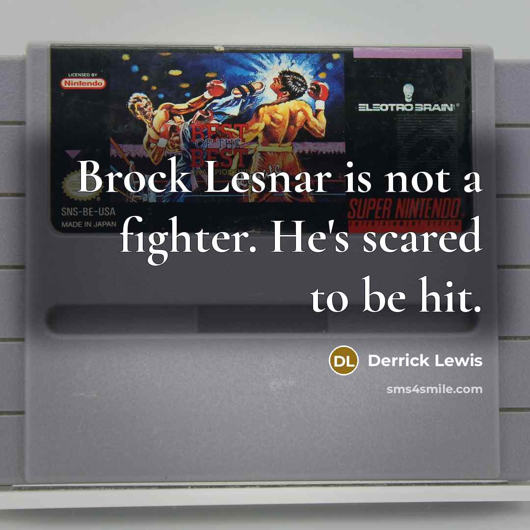 “Brock Lesnar is not a fighter. He's scared to be hit.” quote by Derrick Lewis