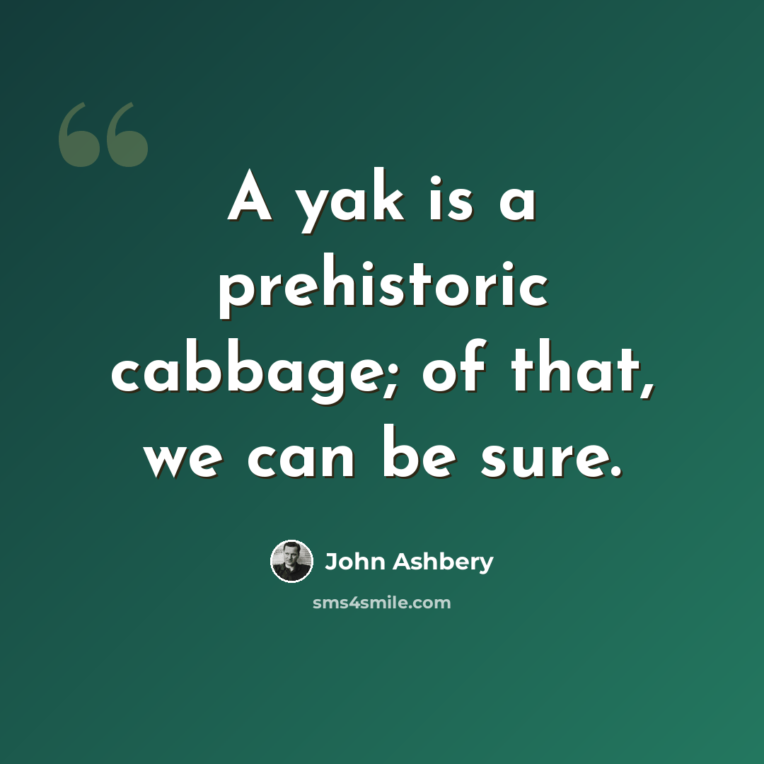“A yak is a prehistoric cabbage; of that, we can be sure.” quote by John Ashbery