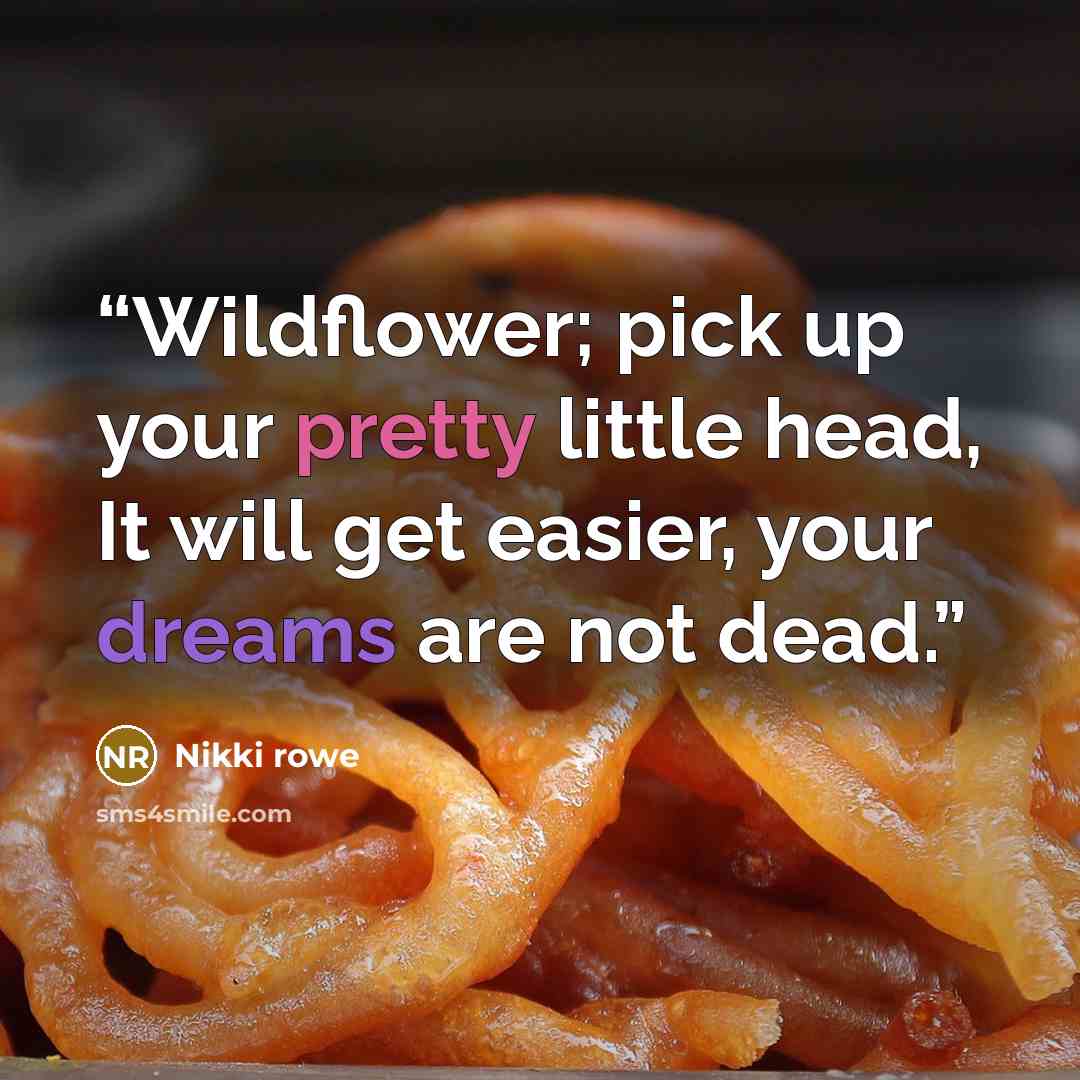 “Wildflower; pick up your pretty little head, It will get easier, your dreams are not dead.” quote by Nikki Rowe