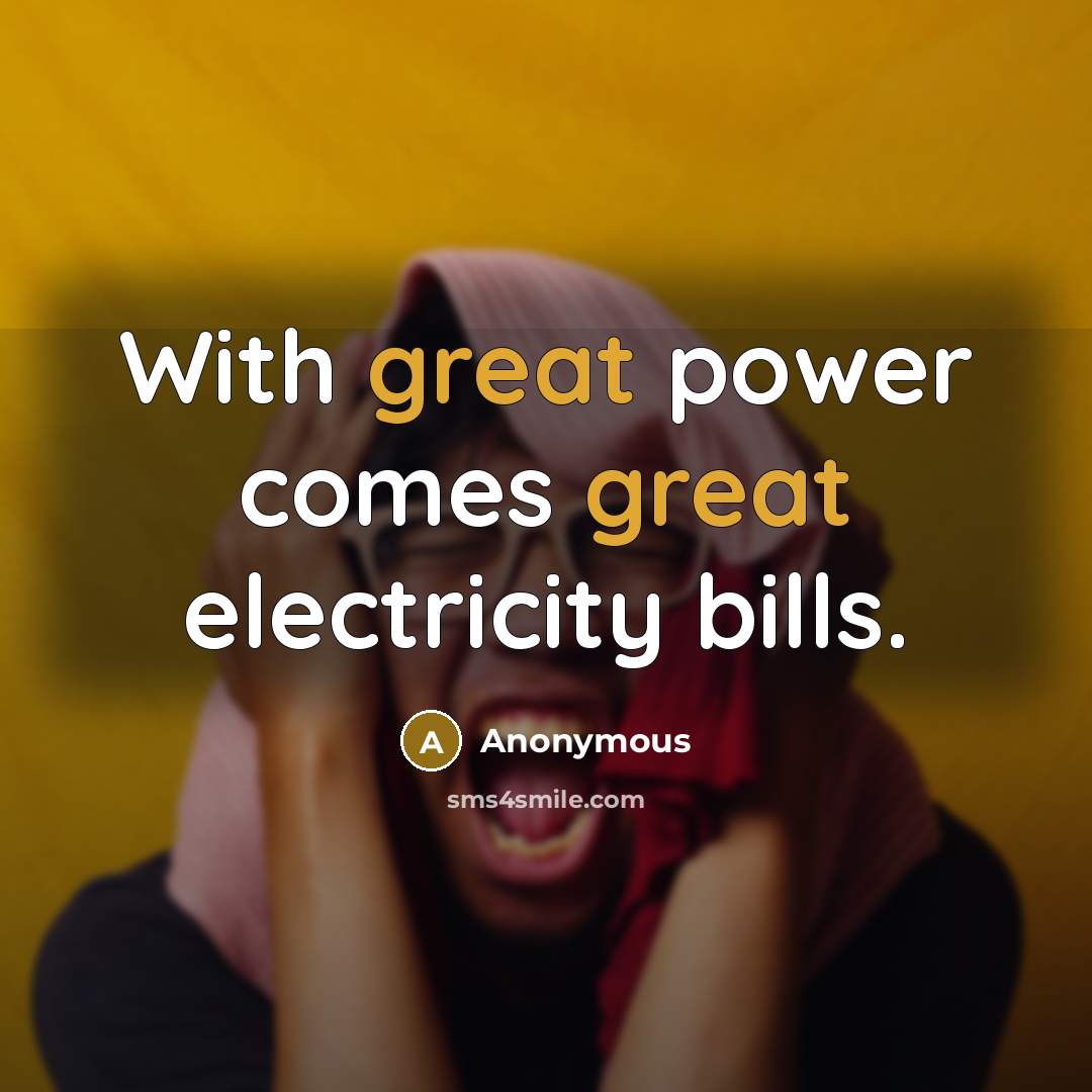 “With great power comes great electricity bills.” quote by Anonymous
