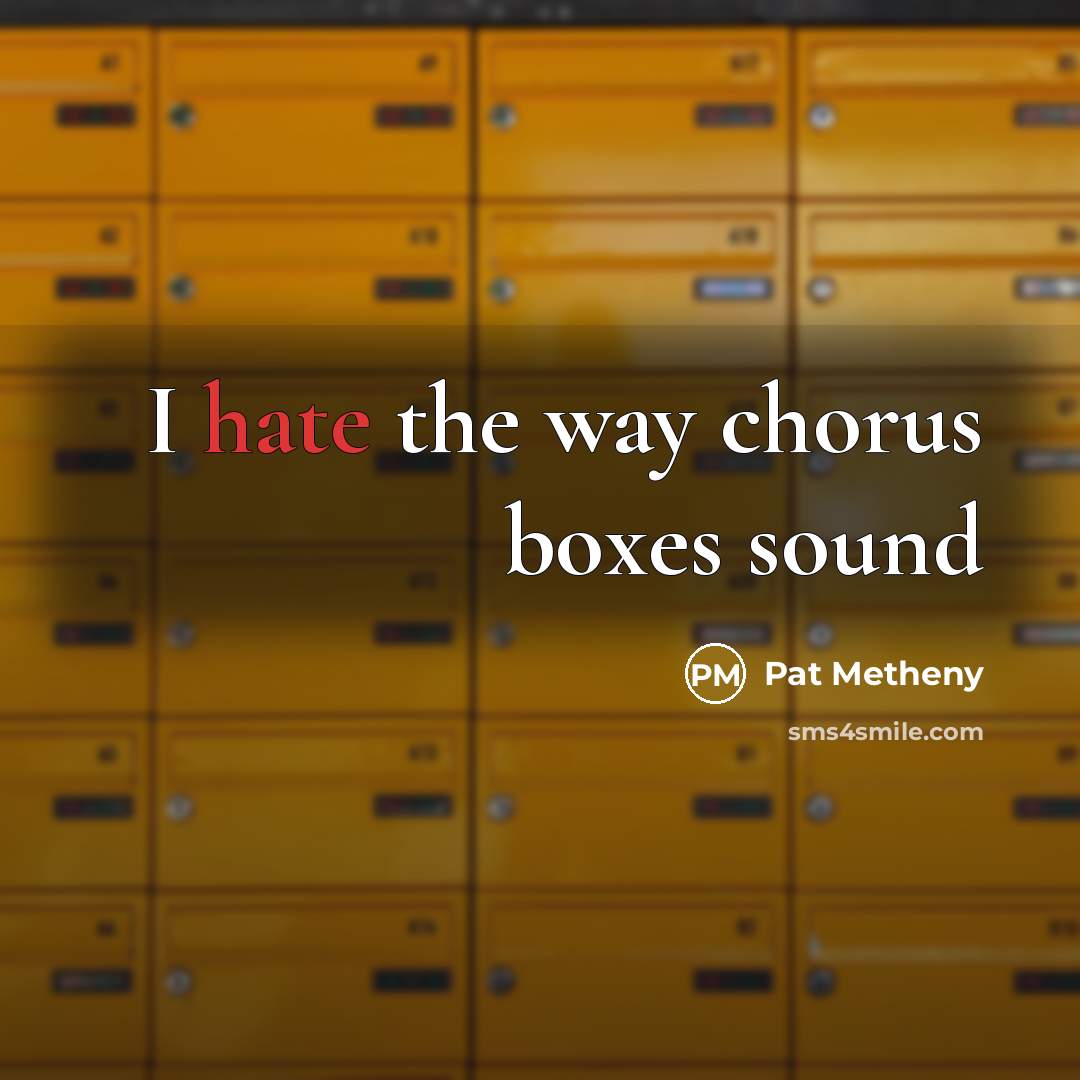 “I hate the way chorus boxes sound” quote by Pat Metheny