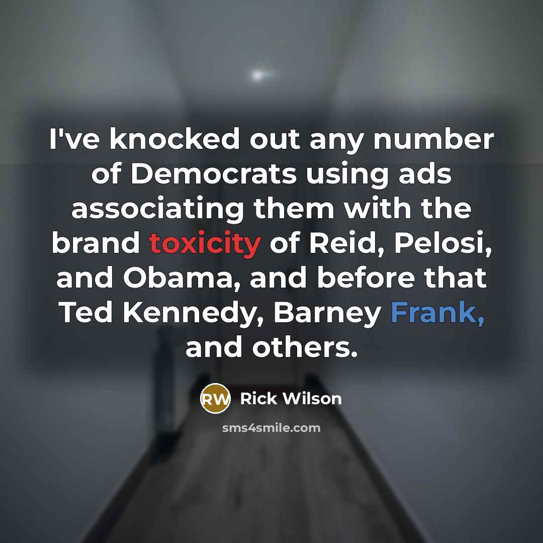“I've knocked out any number of Democrats using ads associating them with the brand toxicity of Reid, Pelosi, and Obama, and before that Ted Kennedy, Barney Frank, and others.” quote by Rick Wilson