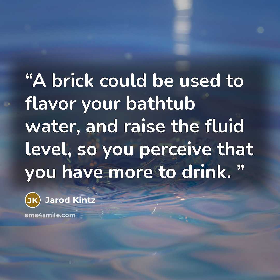 “A brick could be used to flavor your bathtub water, and raise the fluid level, so you perceive that you have more to drink.” quote by Jarod Kintz