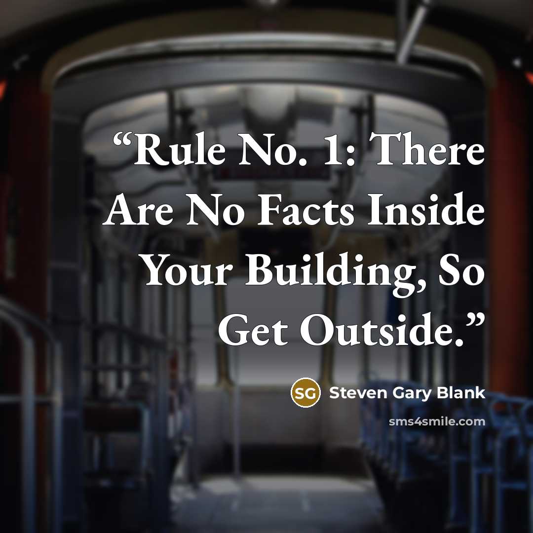 “Rule No. 1: There Are No Facts Inside Your Building, So Get Outside.” quote by Steven Gary Blank