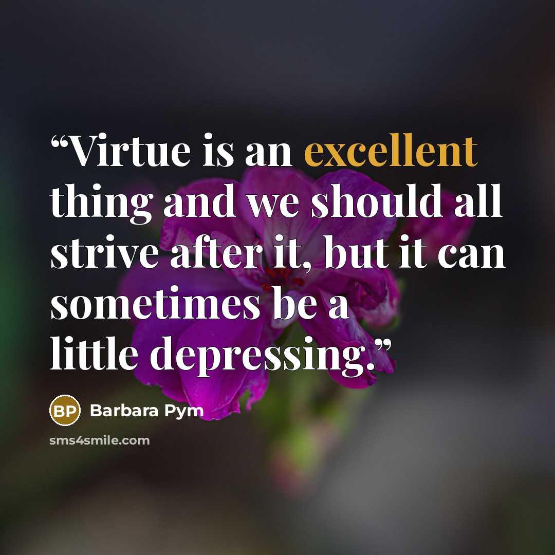 “Virtue is an excellent thing and we should all strive after it, but it can sometimes be a little depressing.” quote by Barbara Pym