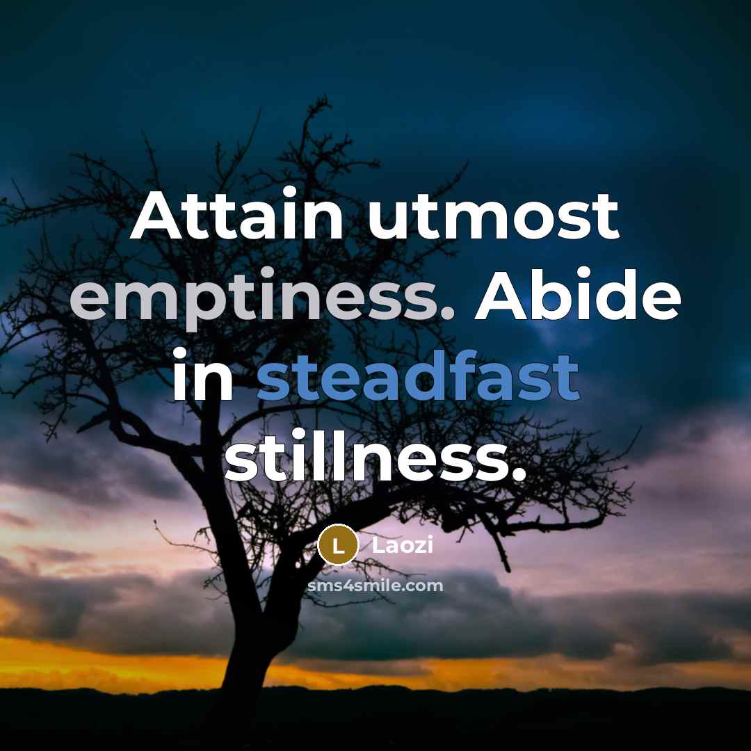 “Attain utmost emptiness. Abide in steadfast stillness.” quote by Laozi