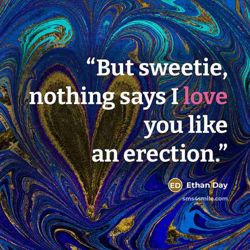 “But sweetie, nothing says I love you like an erection.” quote by Ethan Day