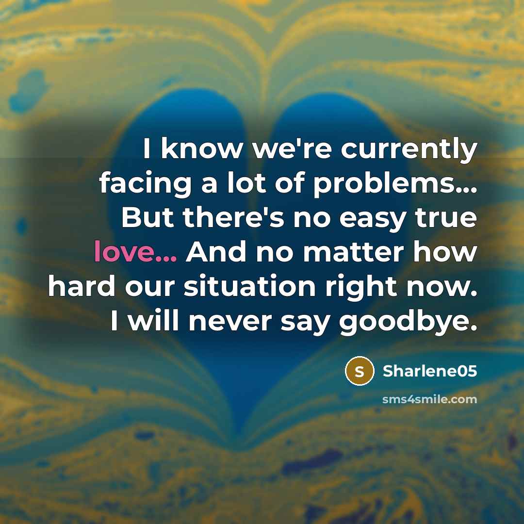 “I know we're currently facing a lot of problems... But there's no easy true love... And no matter how hard our situation right now. I will never say goodbye.” quote by Sharlene05