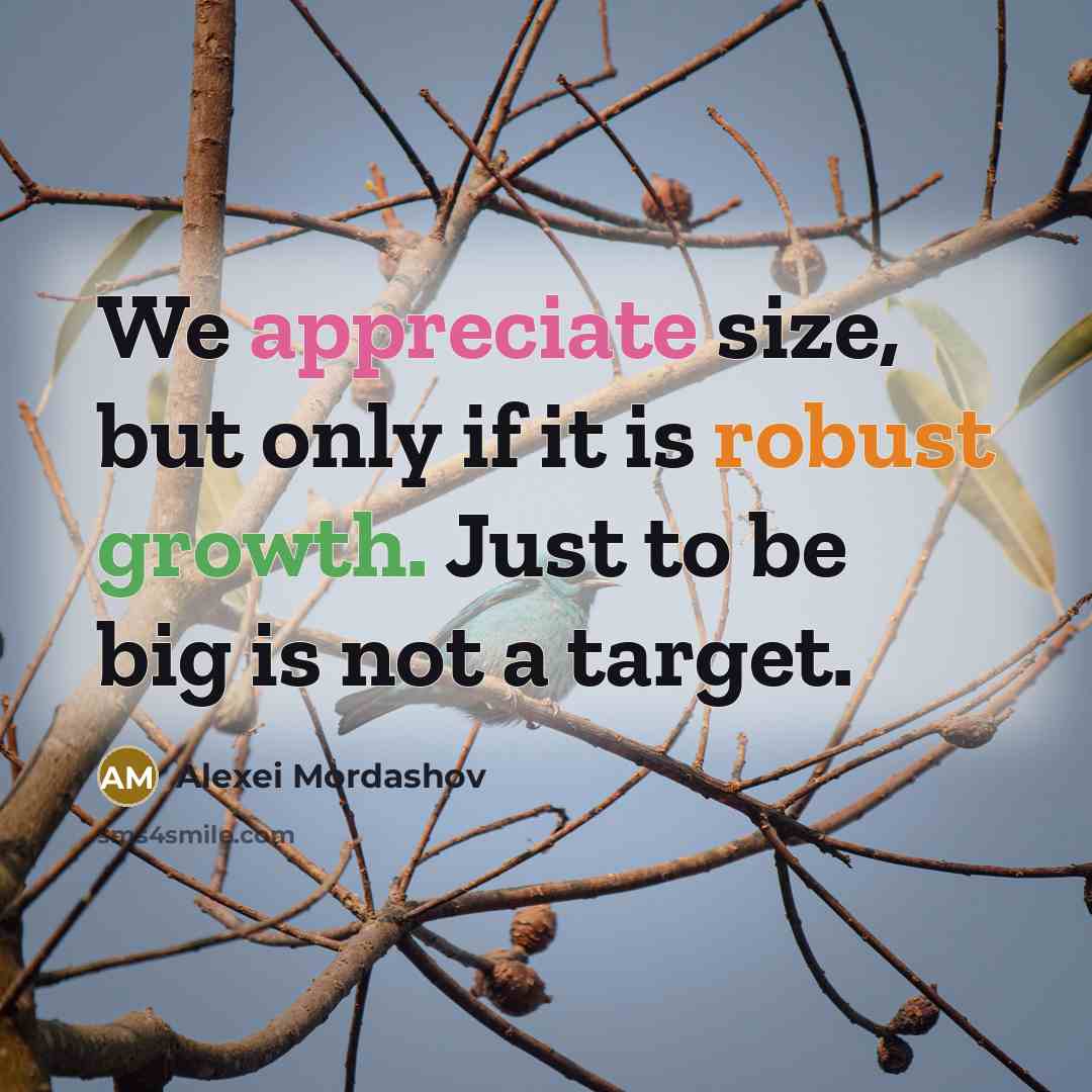 “We appreciate size, but only if it is robust growth. Just to be big is not a target.” quote by Alexei Mordashov