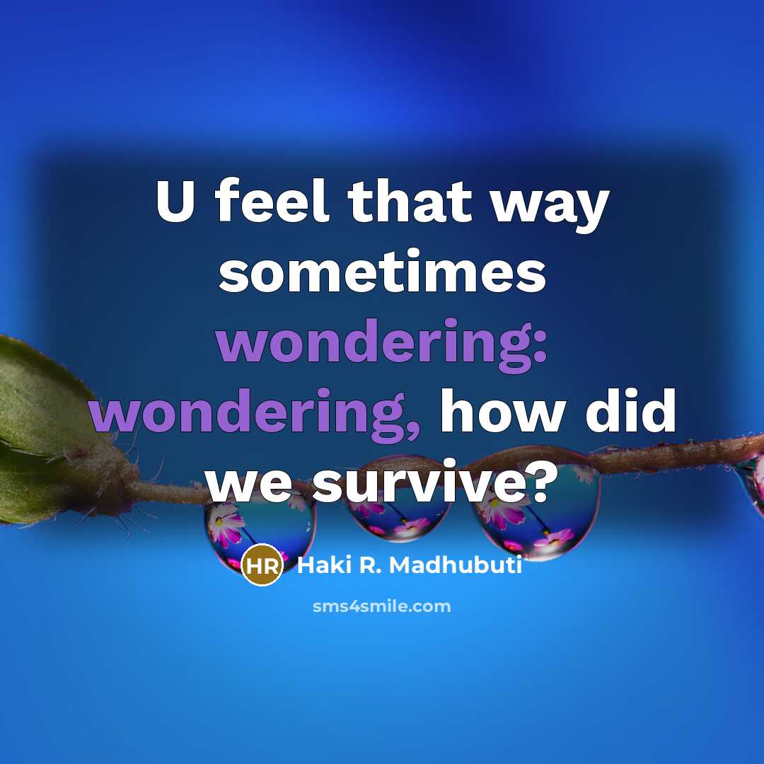 “U feel that way sometimes wondering: wondering, how did we survive?” quote by Haki R. Madhubuti