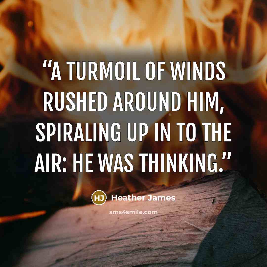 “A turmoil of winds rushed around him, spiraling up in to the air: he was thinking.” quote by Heather James
