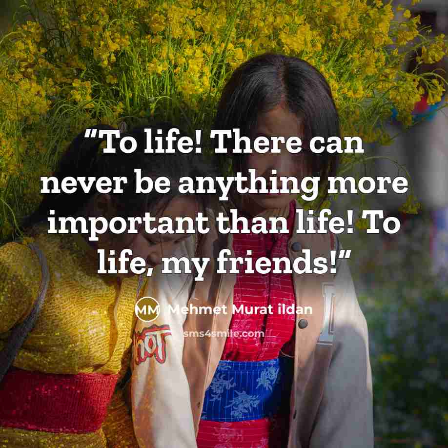 “To life! There can never be anything more important than life! To life, my friends!” quote by Mehmet Murat ildan