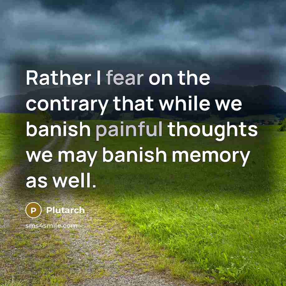 “Rather I fear on the contrary that while we banish painful thoughts we may banish memory as well.” quote by Plutarch