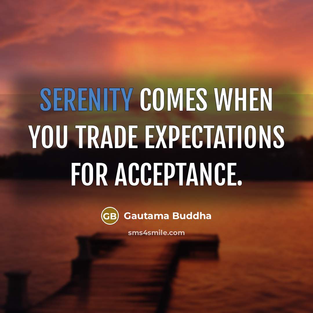 “Serenity comes when you trade expectations for acceptance.” quote by Gautama Buddha