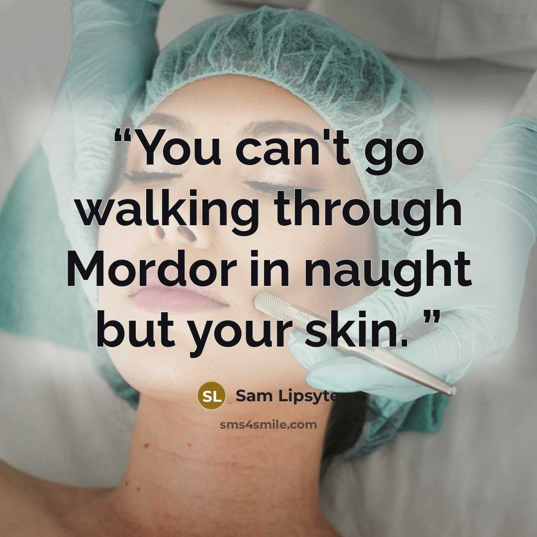 “You can't go walking through Mordor in naught but your skin.” quote by Sam Lipsyte