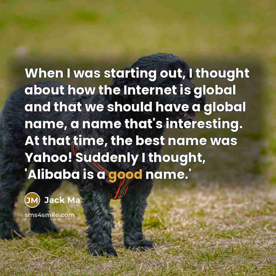 “When I was starting out, I thought about how the Internet is global and that we should have a global name, a name that's interesting. At that time, the best name was Yahoo! Suddenly I thought, 'Alibaba is a good name.'” quote by Jack Ma