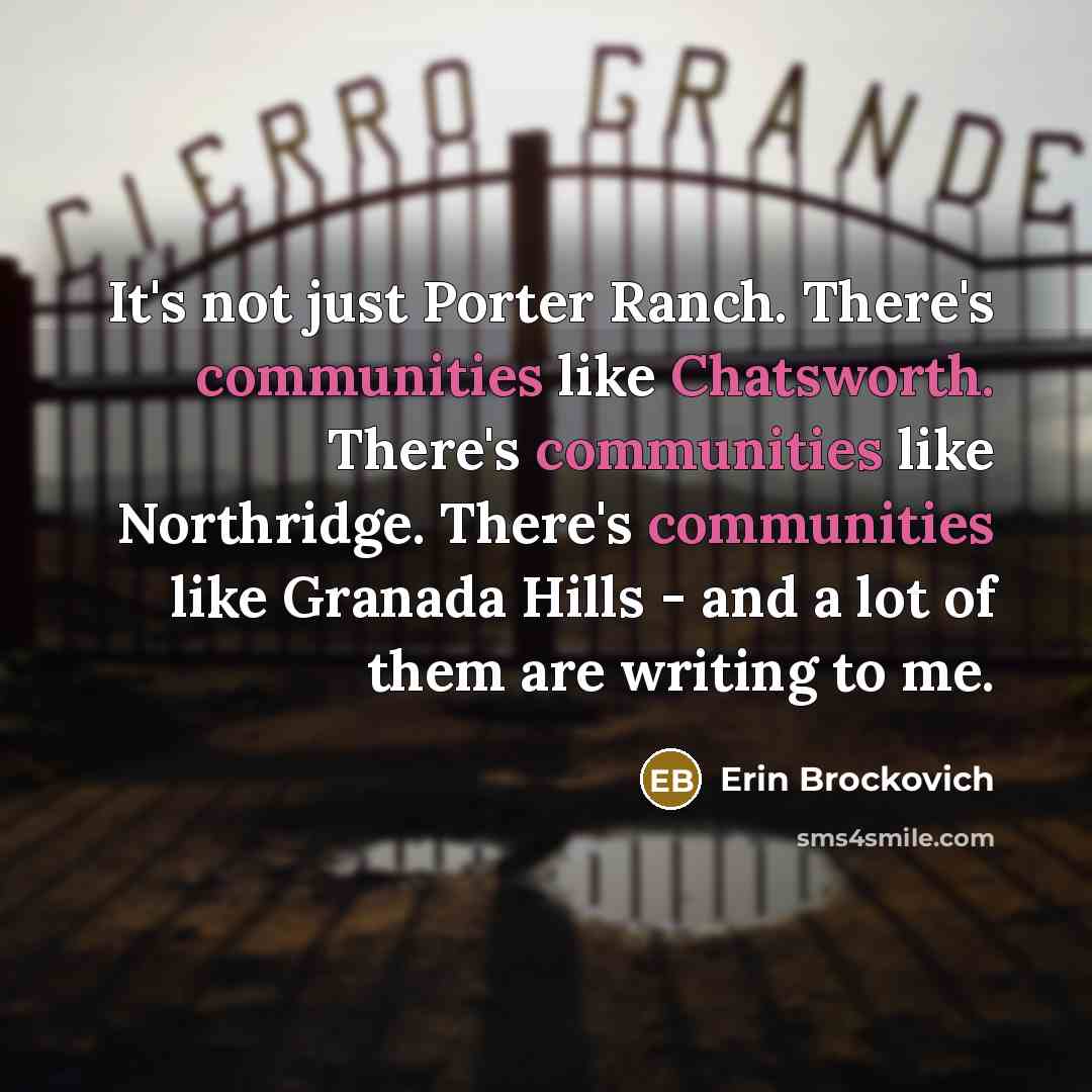 “It's not just Porter Ranch. There's communities like Chatsworth. There's communities like Northridge. There's communities like Granada Hills - and a lot of them are writing to me.” quote by Erin Brockovich