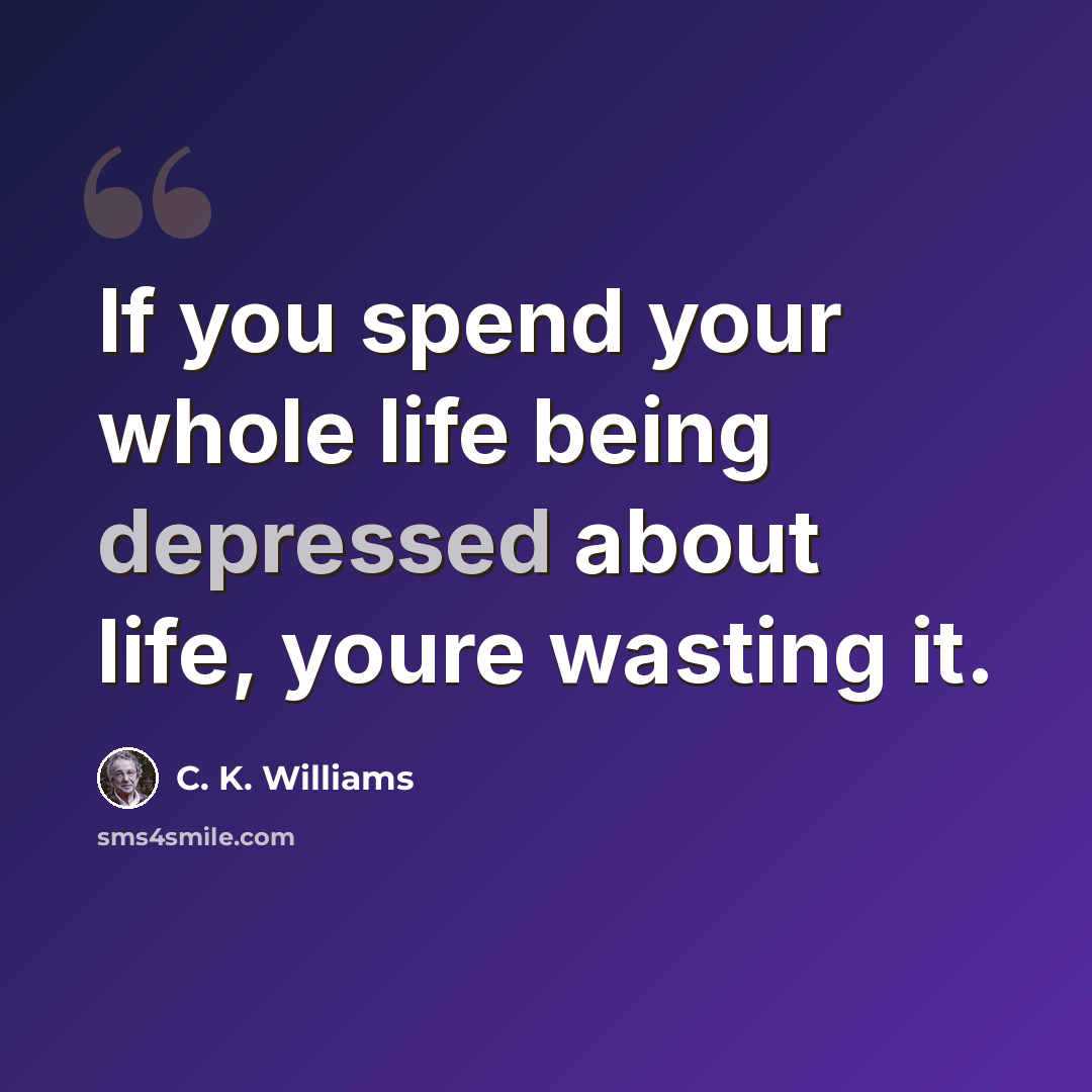 “If you spend your whole life being depressed about life, youre wasting it.” quote by C. K. Williams