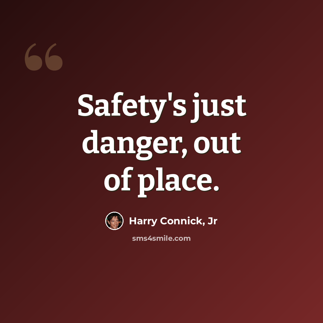 “Safety's just danger, out of place.” quote by Harry Connick, Jr