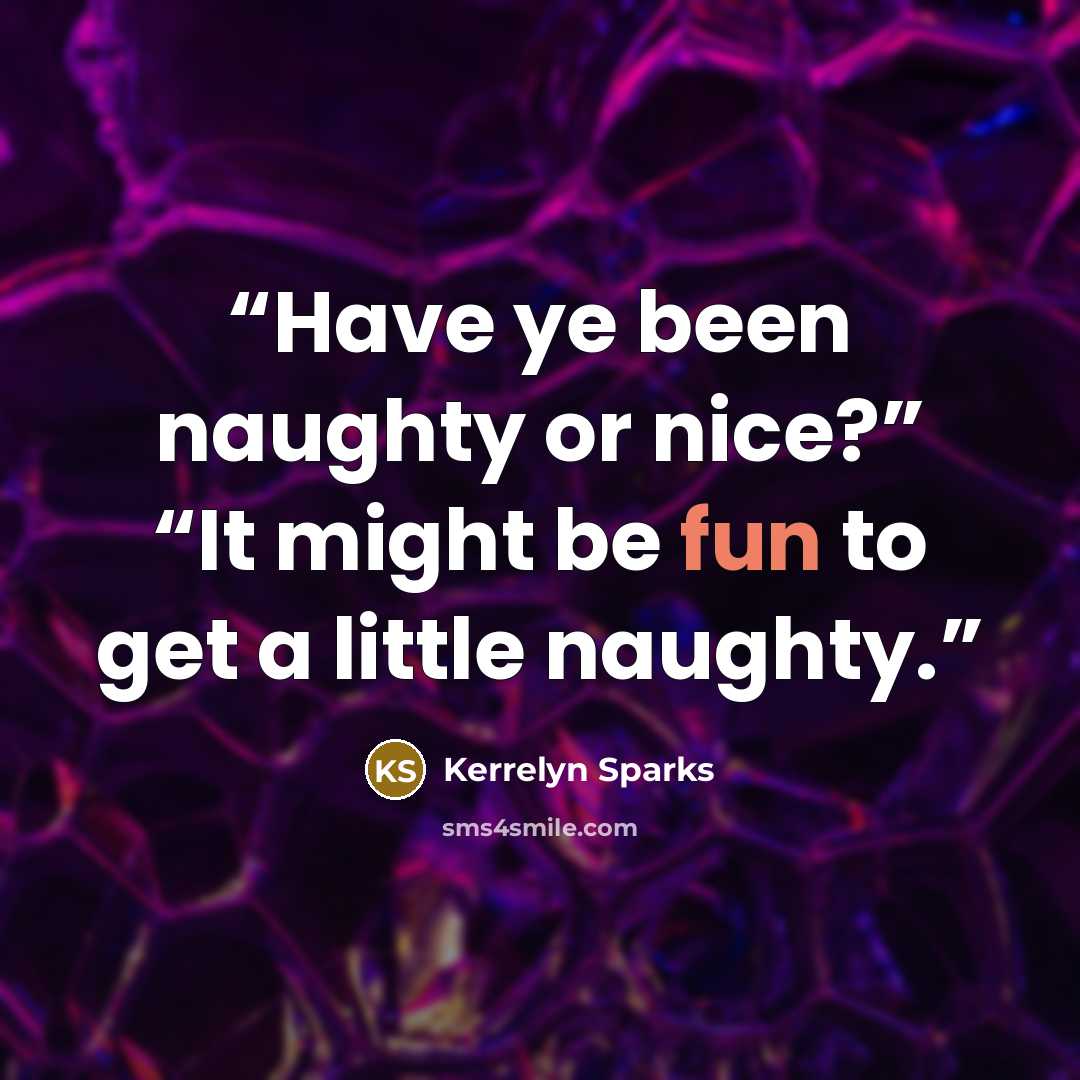 “Have ye been naughty or nice?” “It might be fun to get a little naughty.” quote by Kerrelyn Sparks