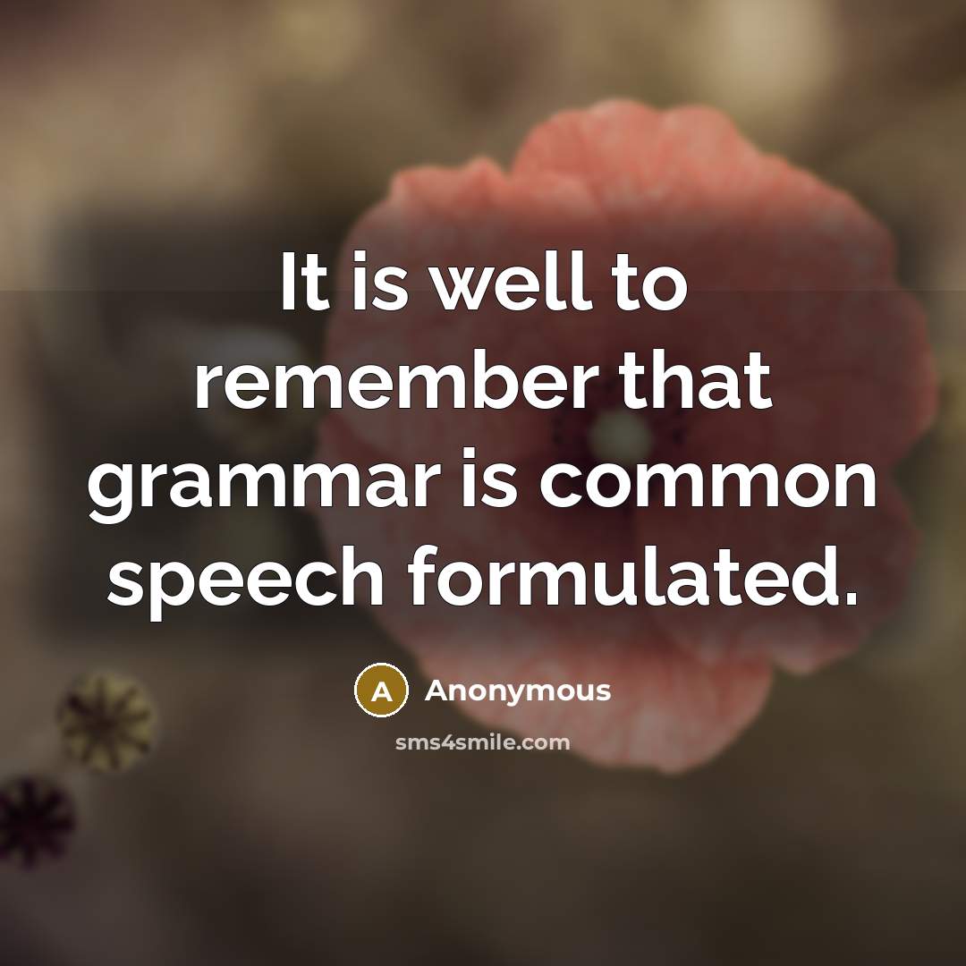 “It is well to remember that grammar is common speech formulated.” quote by Anonymous