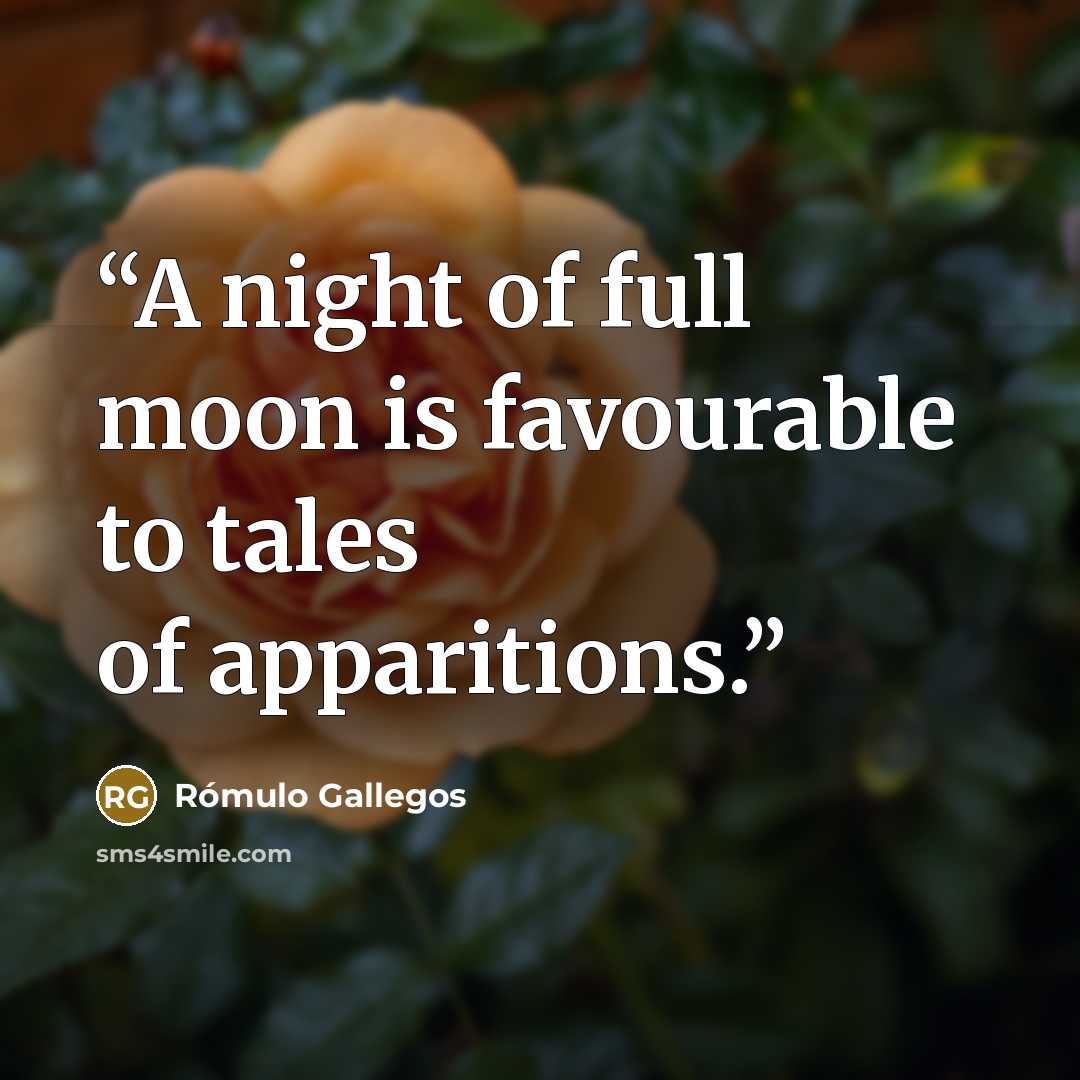 “A night of full moon is favourable to tales of apparitions.” quote by Romulo Gallegos