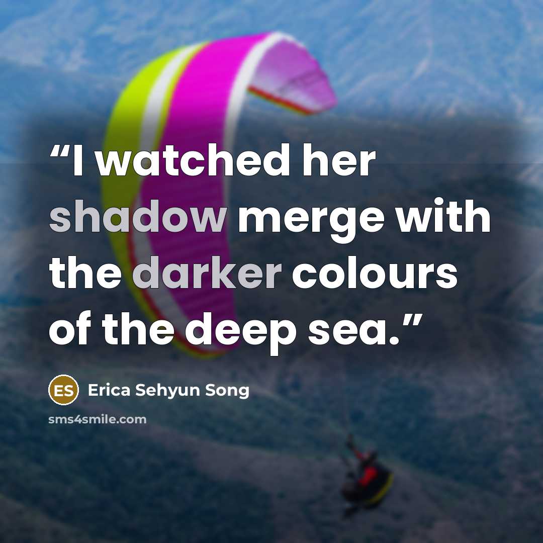 “I watched her shadow merge with the darker colours of the deep sea.” quote by Erica Sehyun Song