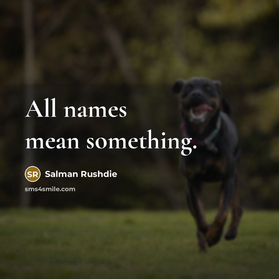 “All names mean something.” quote by Salman Rushdie