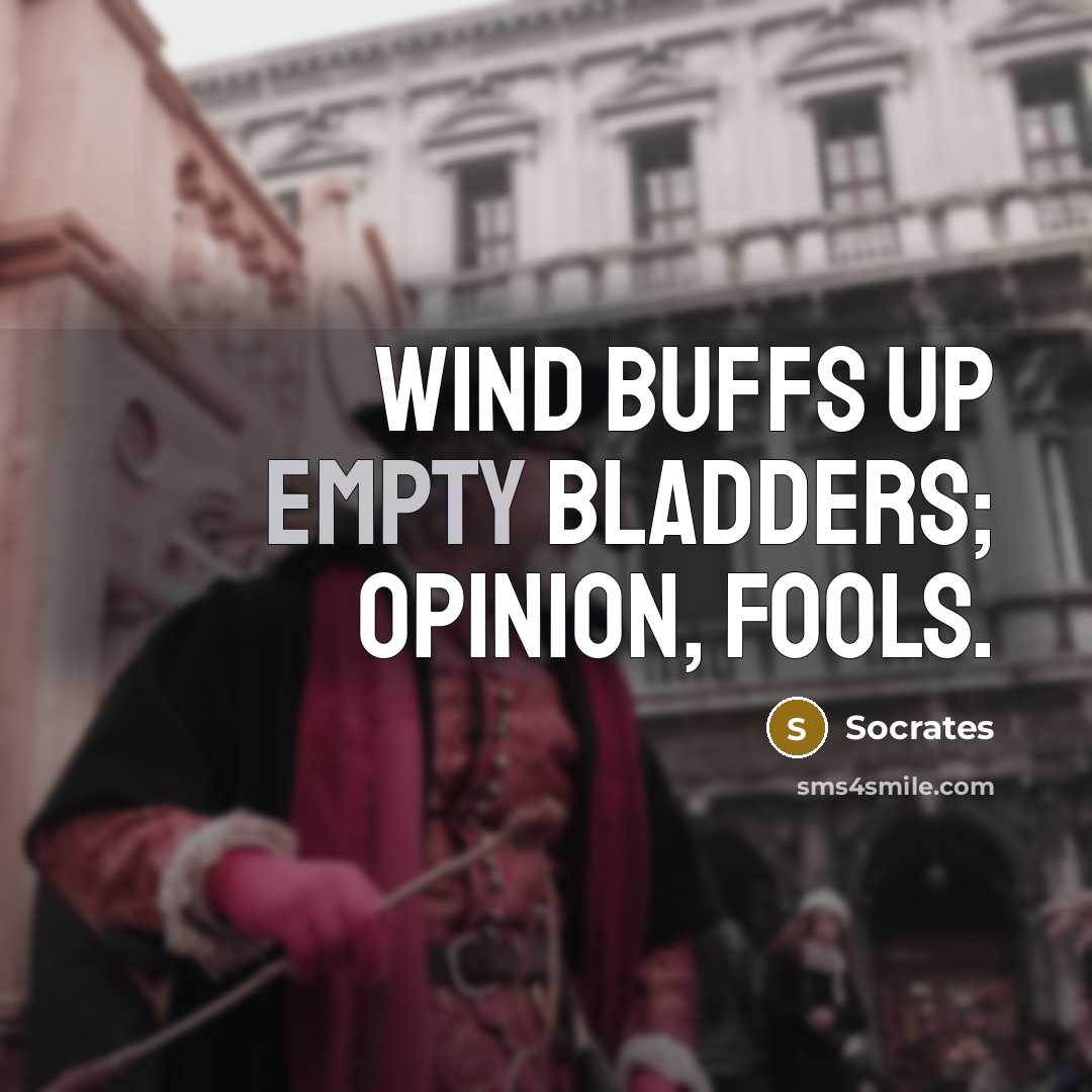 “Wind buffs up empty bladders; opinion, fools.” quote by Socrates
