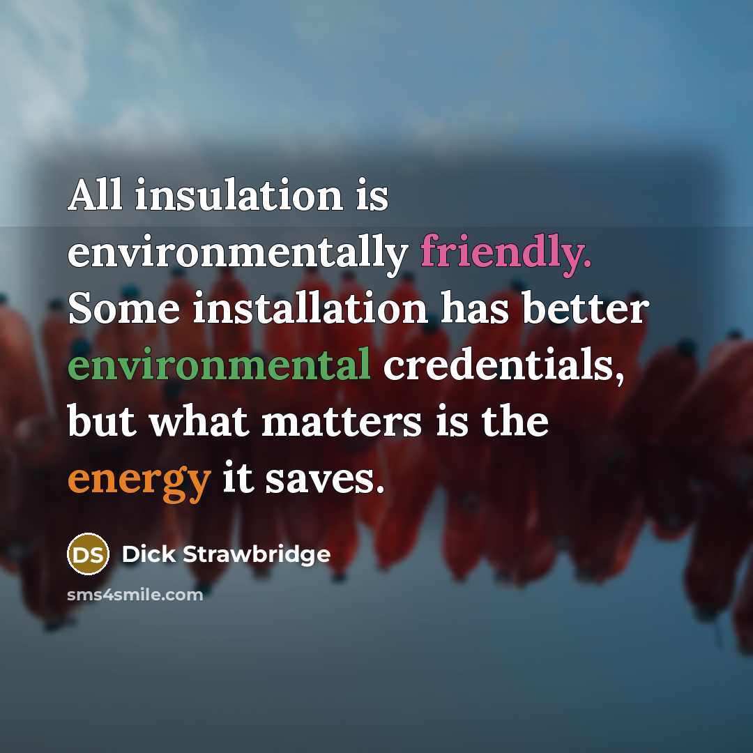 “All insulation is environmentally friendly. Some installation has better environmental credentials, but what matters is the energy it saves.” quote by Dick Strawbridge