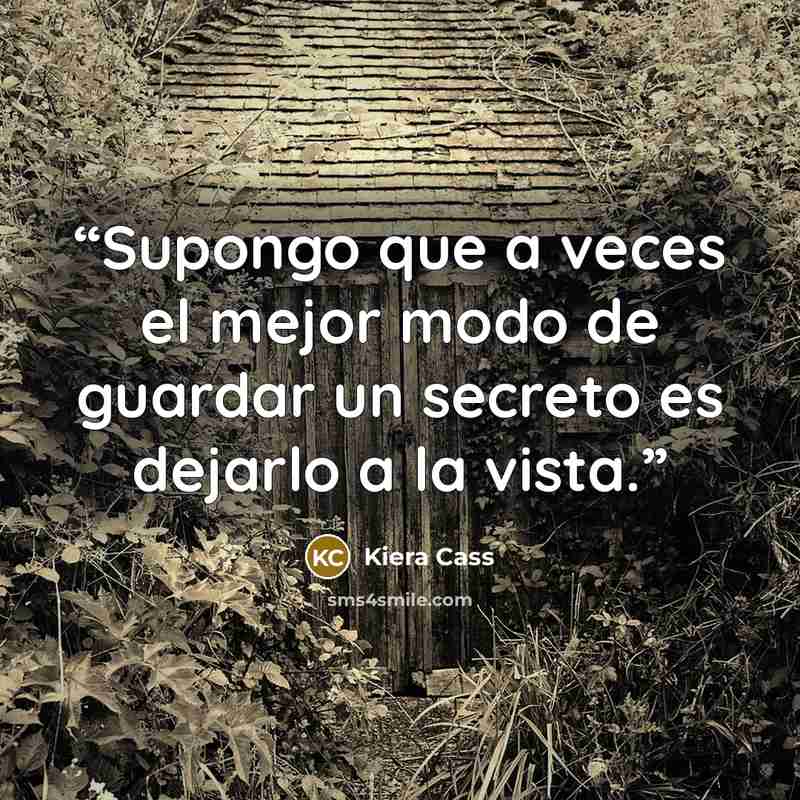 “Supongo que a veces el mejor modo de guardar un secreto es dejarlo a la vista.” quote by Kiera Cass