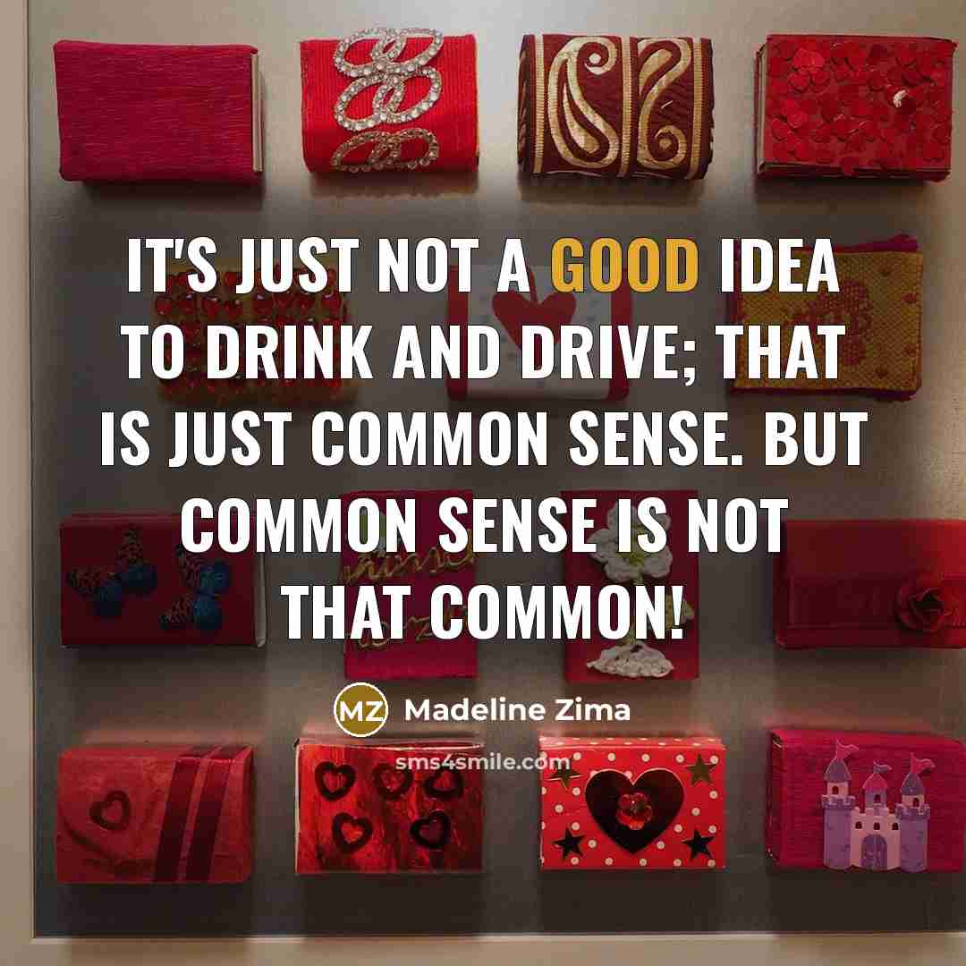 “It's just not a good idea to drink and drive; that is just common sense. But common sense is not that common!” quote by Madeline Zima