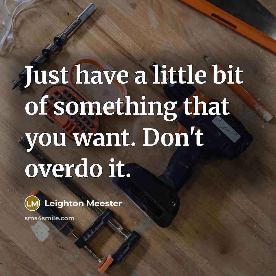 “Just have a little bit of something that you want. Don't overdo it.” quote by Leighton Meester