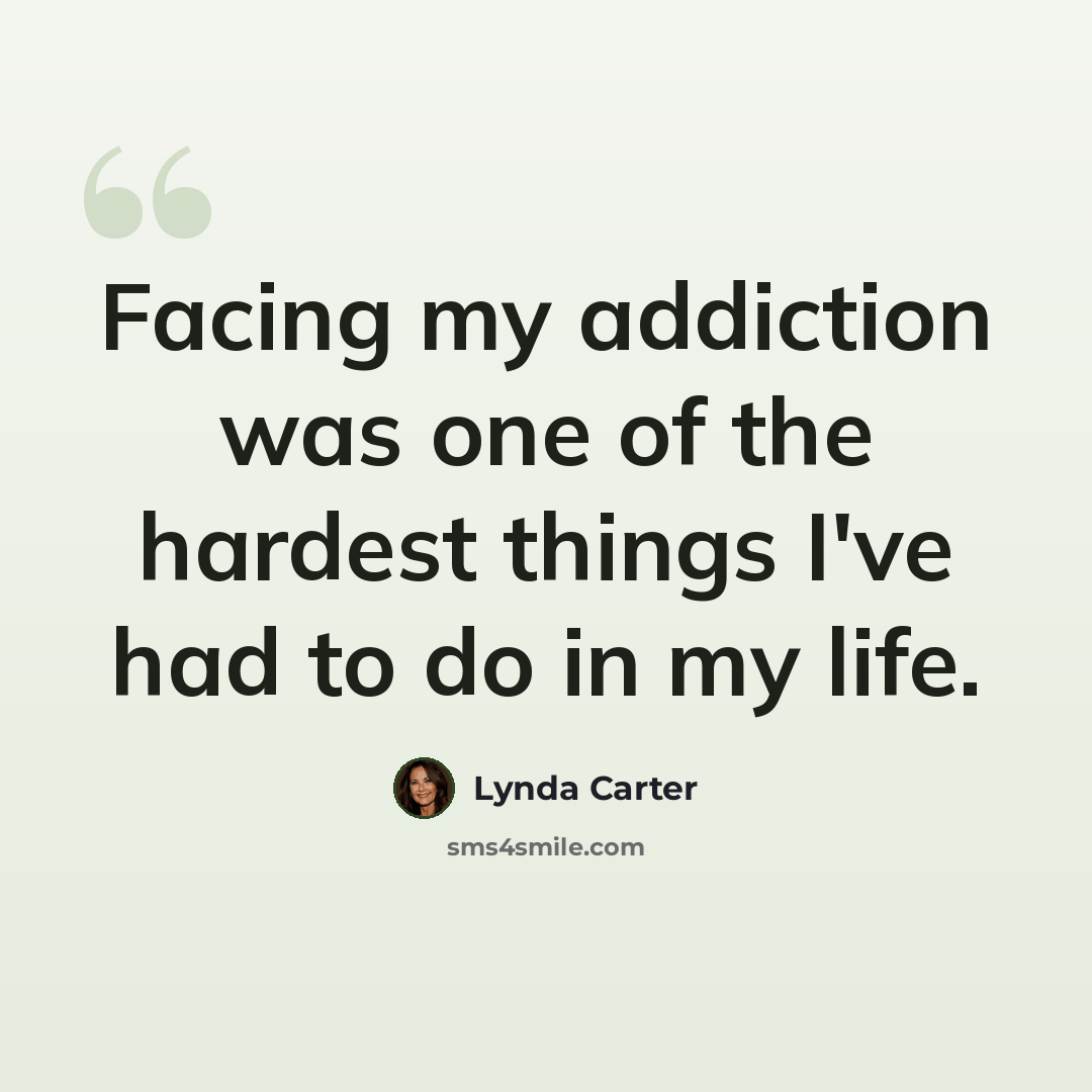 “Facing my addiction was one of the hardest things I've had to do in my life.” quote by Lynda Carter